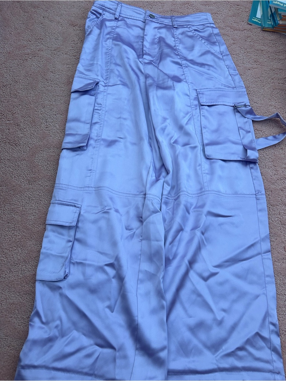 Forever 21 Lilac Satin Shorts with Silver Snap